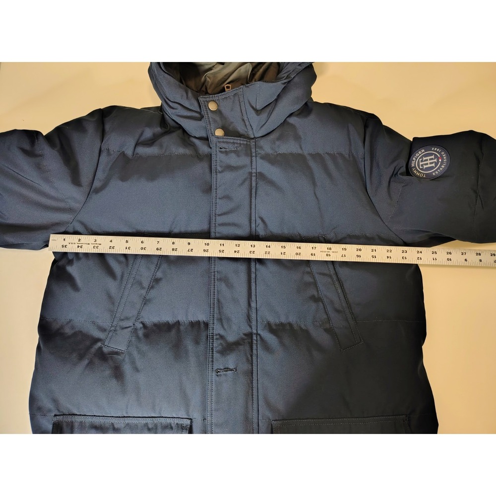 Tommy Hilfiger Coat Mens Size L Blue Hooded Puffer Parka Insulated Zip Winter - Picture 9 of 10